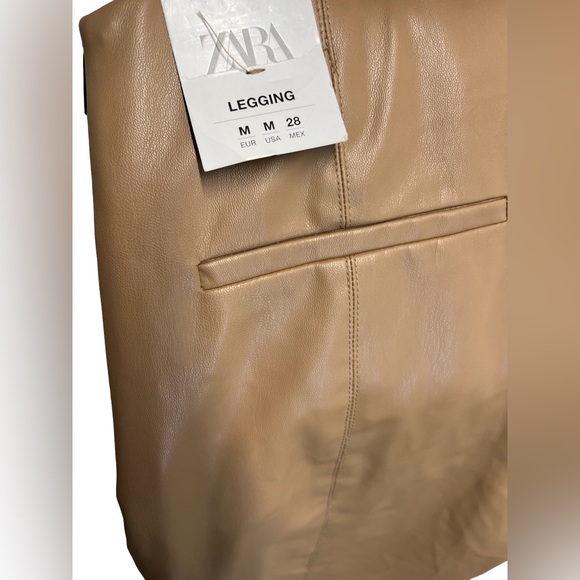 Zara Hi Rise Tan Pleather Leggings - Picture 7 of 8